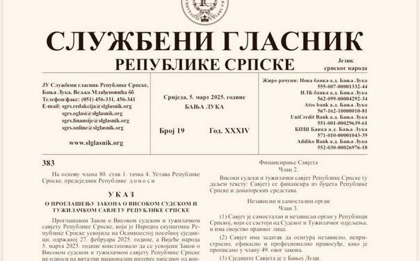 Dodikovi zakoni objavljeni u Službenom glasniku