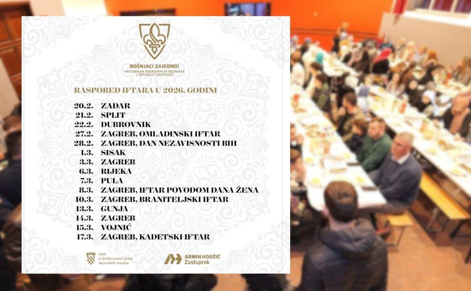 Nacionalna koordinacija Bošnjaka objavila raspored iftara za 2026. godinu