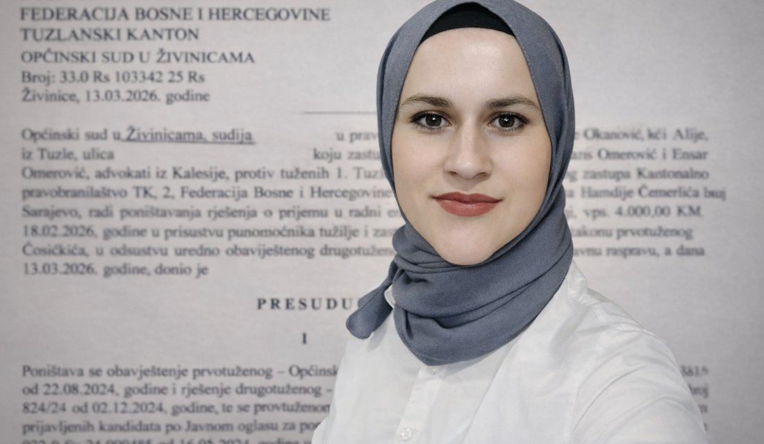 Općinski sud Živinice protiv Općinskog suda Tuzla: Poništena odluka o odbijanju prijema na posao zbog nošenja hidžaba